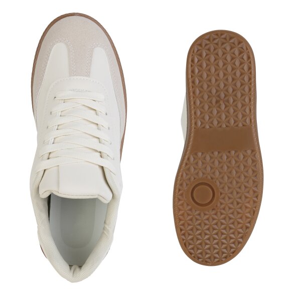 Stiefelparadies Damen Sneaker Low In Beige