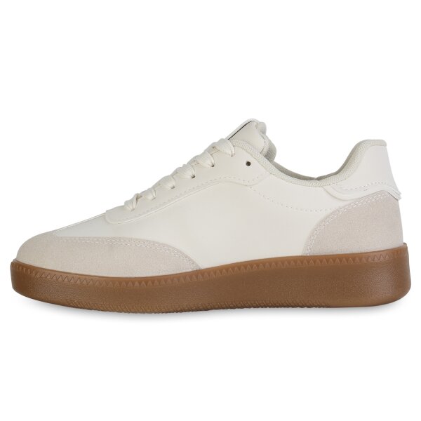 Stiefelparadies Damen Sneaker Low in Beige