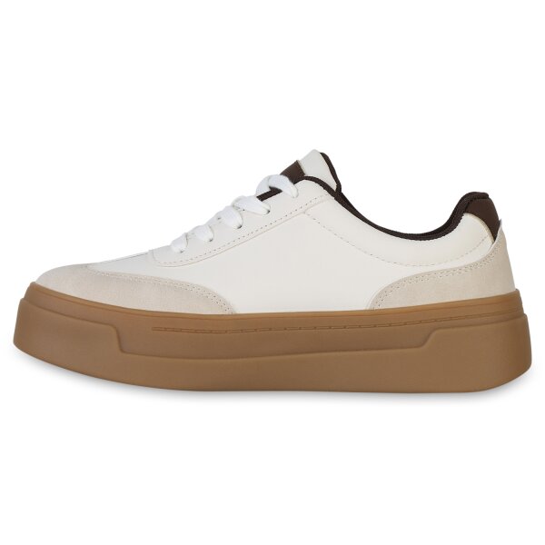 Stiefelparadies Damen Sneaker Low in Beige