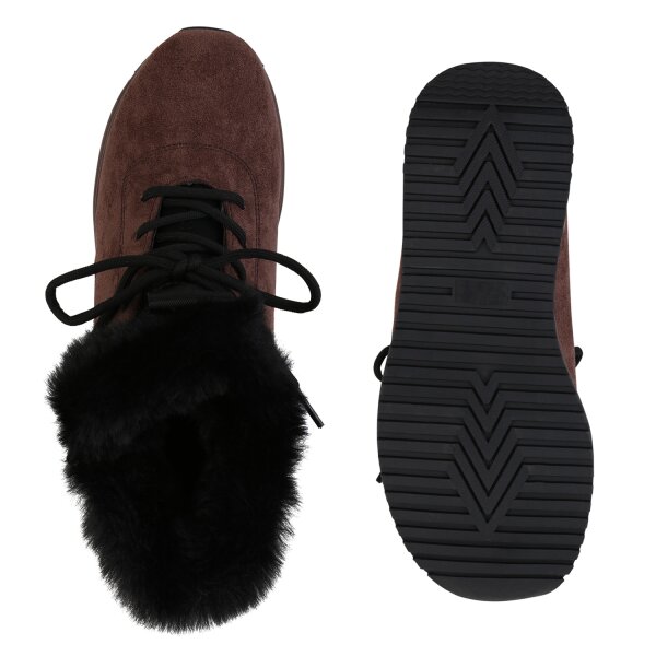 Stiefelparadies Damen Sneaker Low In Braun