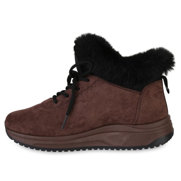 Stiefelparadies Damen Sneaker Low in Braun