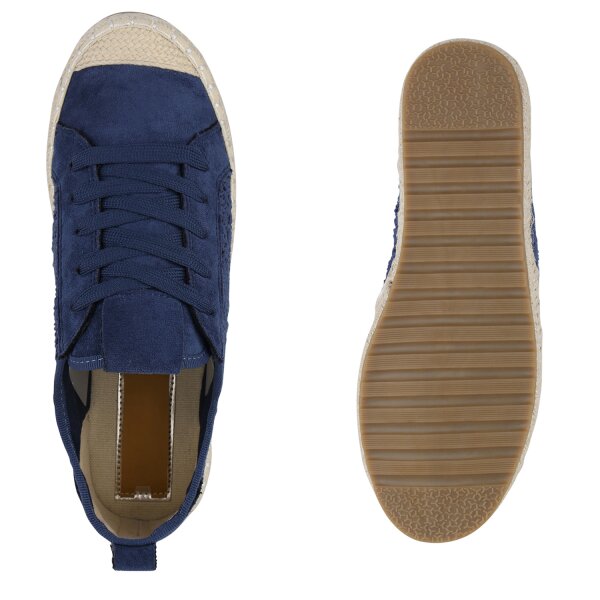 Stiefelparadies Damen Sneaker Low In Dunkelblau
