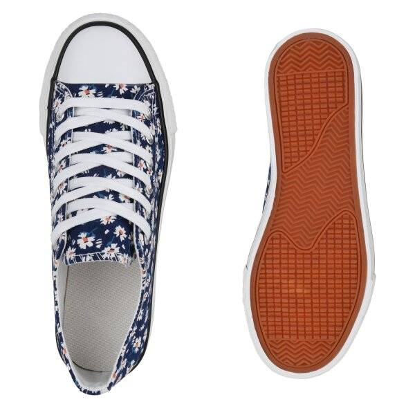 Stiefelparadies Damen Sneaker Low In Dunkelblau