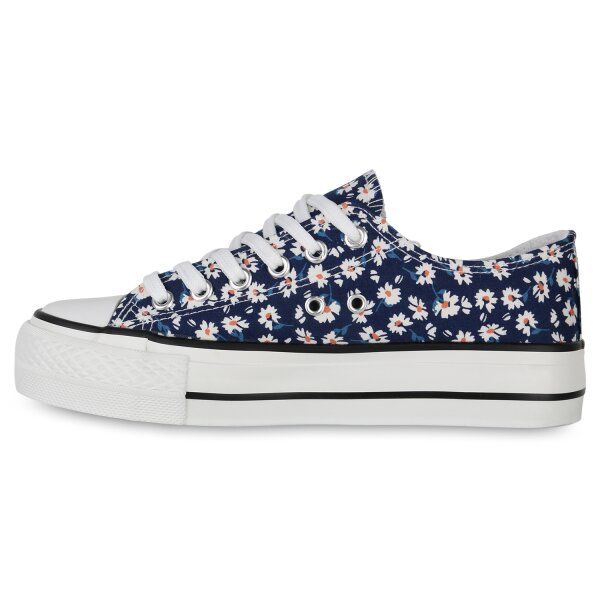 Stiefelparadies Damen Sneaker Low in Dunkelblau