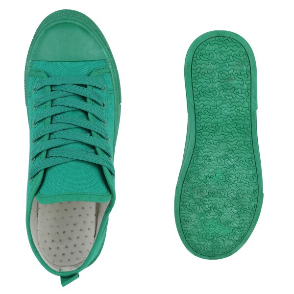 Stiefelparadies Damen Sneaker Low In Grün