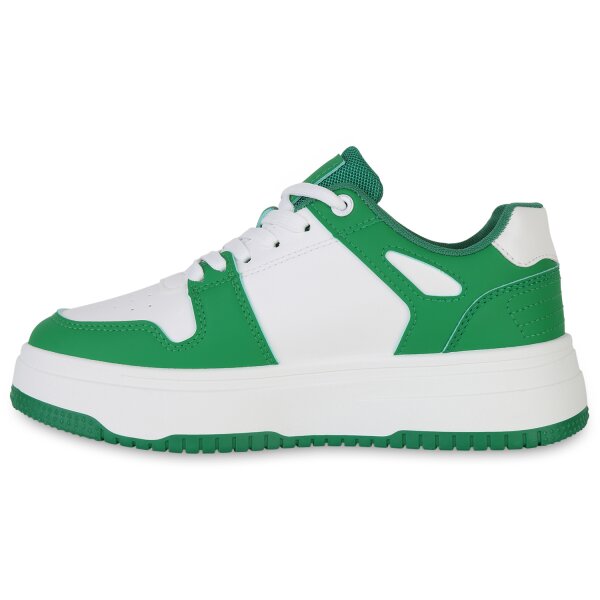 Stiefelparadies Damen Sneaker low in Grün Weiss