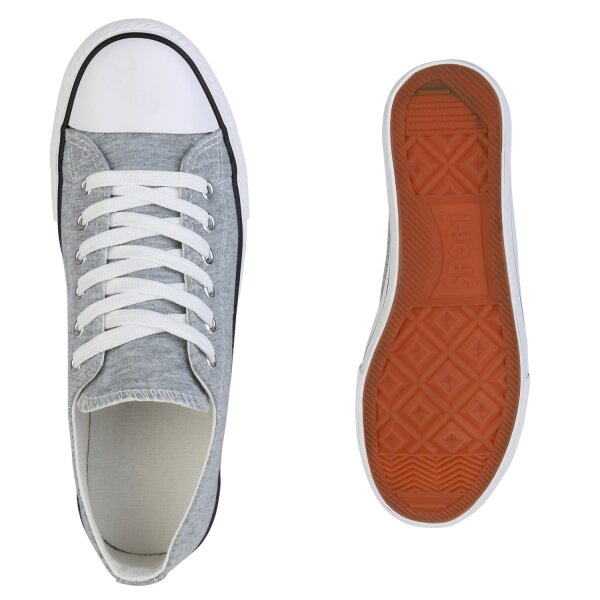 Stiefelparadies Damen Sneaker Low In Hellgrau