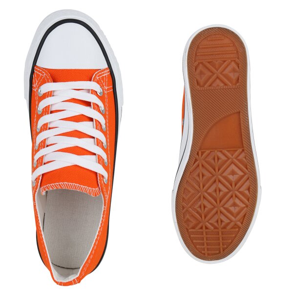 Stiefelparadies Damen Sneaker Low In Orange