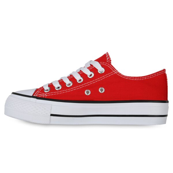 Stiefelparadies Damen Sneaker Low in Rot