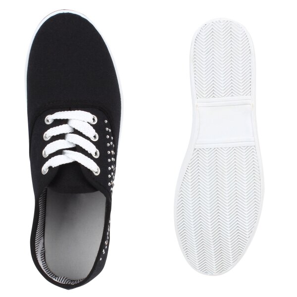 Stiefelparadies Damen Sneaker Low In Schwarz