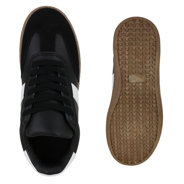 Stiefelparadies Damen Sneaker Low In Schwarz Weiss