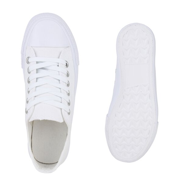 Stiefelparadies Damen Sneaker Low In Weiss