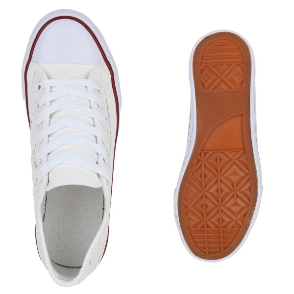 Stiefelparadies Damen Sneaker Low In Weiss