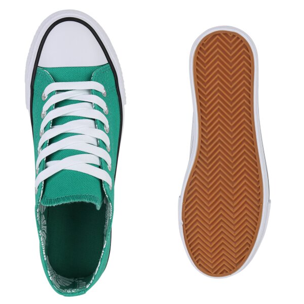 Stiefelparadies Damen Sneaker Low In Weiss