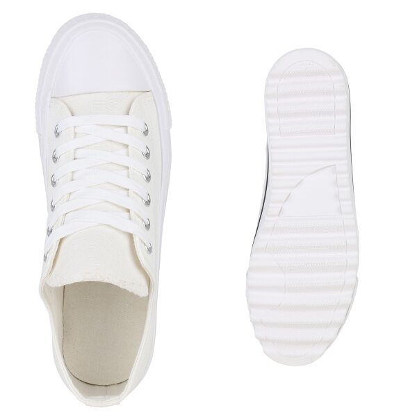 Stiefelparadies Damen Sneaker Low In Weiss