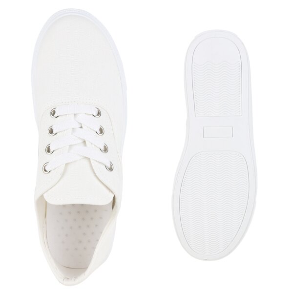 Stiefelparadies Damen Sneaker Low In Weiss