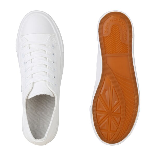 Stiefelparadies Damen Sneaker Low In Weiss