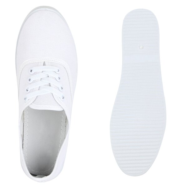 Stiefelparadies Damen Sneaker Low In Weiss