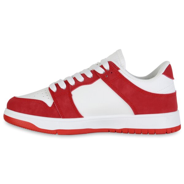 Stiefelparadies Damen Sneaker low in Weiss Rot
