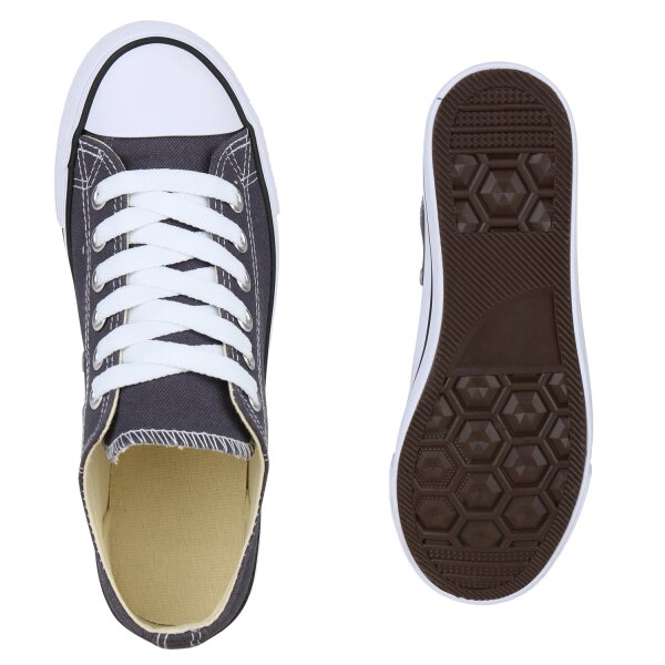 Stiefelparadies Damen Sneaker Low In Weiss Weiss