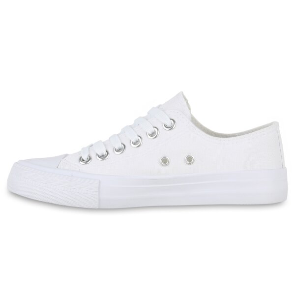 Stiefelparadies Damen Sneaker Low in Weiss