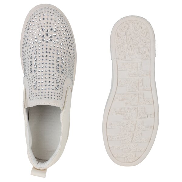 Stiefelparadies Damen Sneaker Wedges In Beige