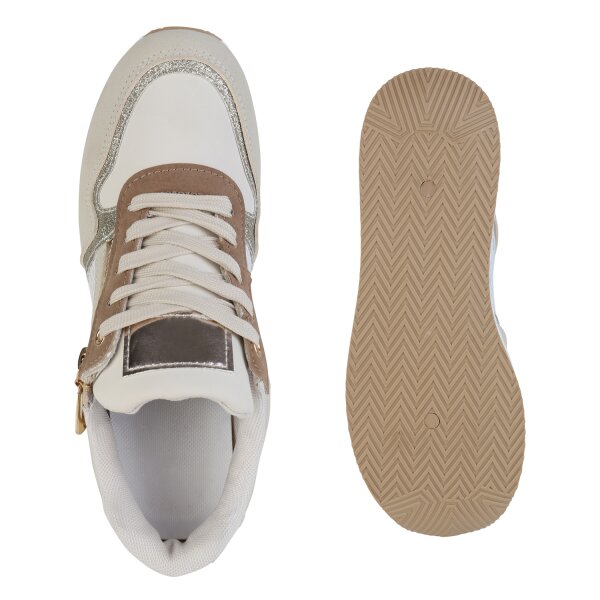 Stiefelparadies Damen Sneaker Wedges In Beige