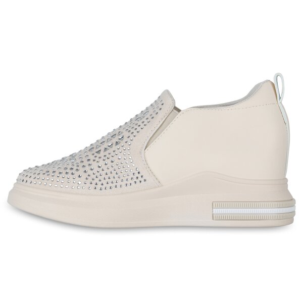 Stiefelparadies Damen Sneaker Wedges in Beige