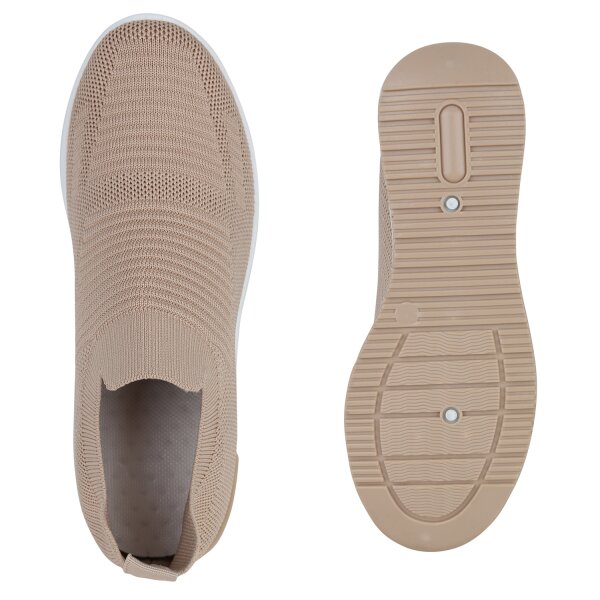 Stiefelparadies Damen Sneaker Wedges In Khaki