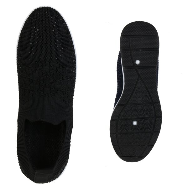 Stiefelparadies Damen Sneaker Wedges In Schwarz