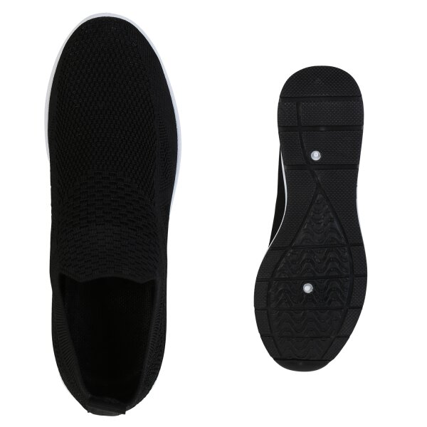 Stiefelparadies Damen Sneaker Wedges In Schwarz