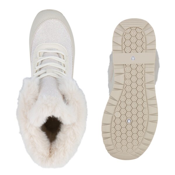 Stiefelparadies Damen Sneakerstiefel In Beige