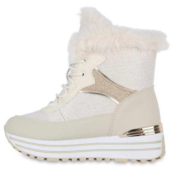 Stiefelparadies Damen Sneakerstiefel in Beige