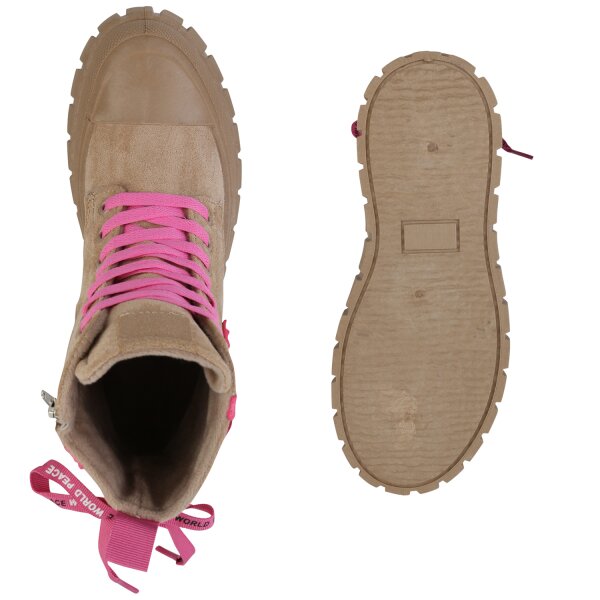 Stiefelparadies Damen Sneakerstiefel In Khaki Leo