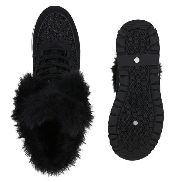 Stiefelparadies Damen Sneakerstiefel In Schwarz