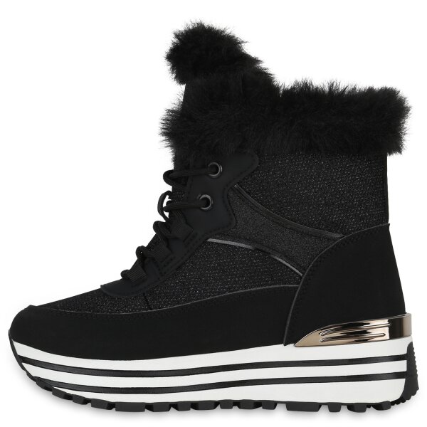 Stiefelparadies Damen Sneakerstiefel in Schwarz
