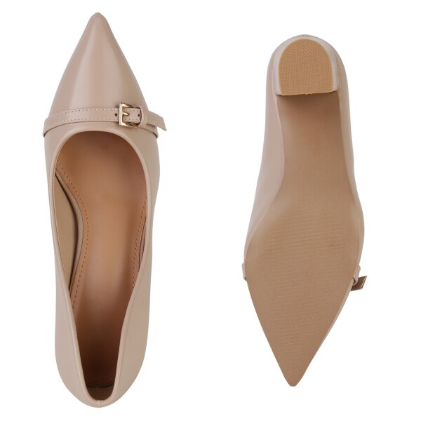 Stiefelparadies Damen Spitze Pumps In Beige