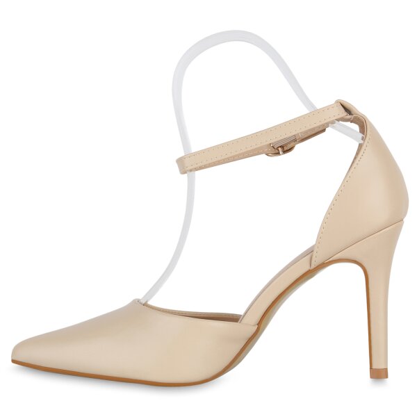 Stiefelparadies Damen Spitze Pumps in Beige