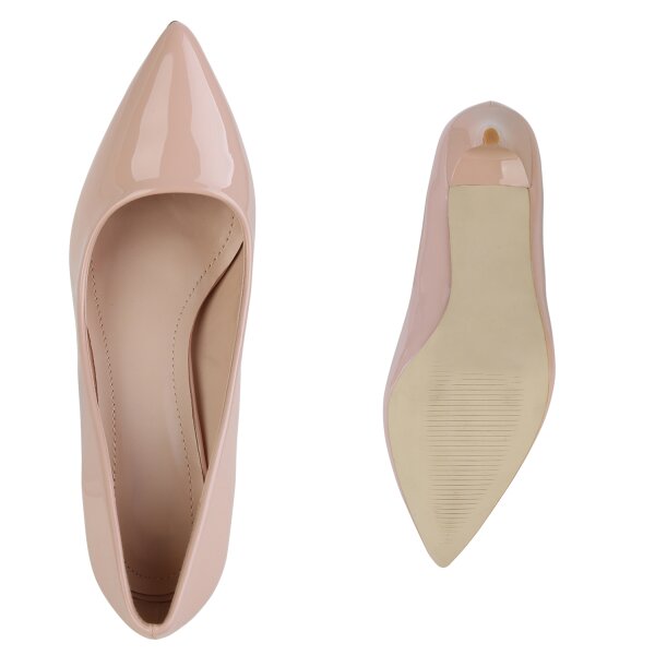 Stiefelparadies Damen Spitze Pumps In Beige Lack