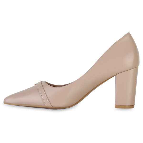 Stiefelparadies Damen Spitze Pumps in Beige