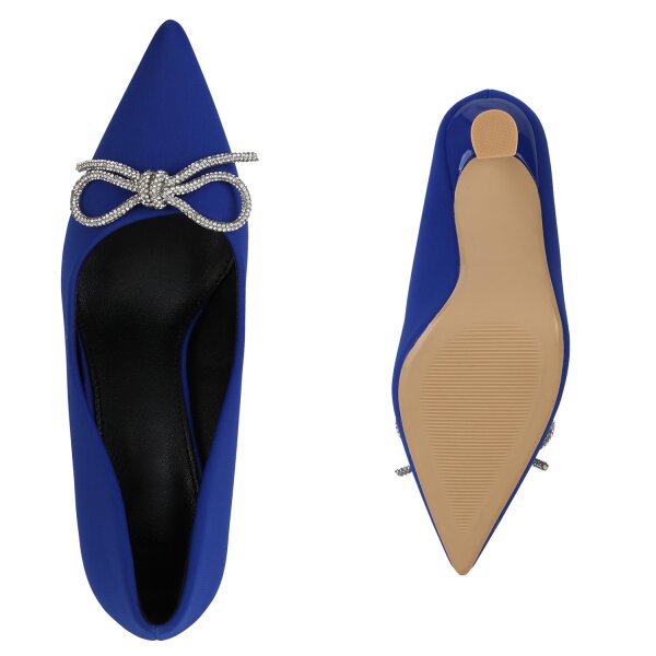 Stiefelparadies Damen Spitze Pumps In Blau