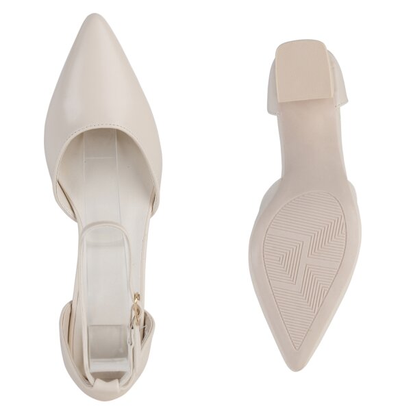 Stiefelparadies Damen Spitze Pumps In Creme