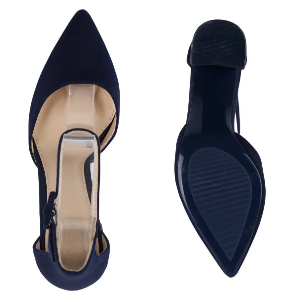 Stiefelparadies Damen Spitze Pumps In Dunkelblau