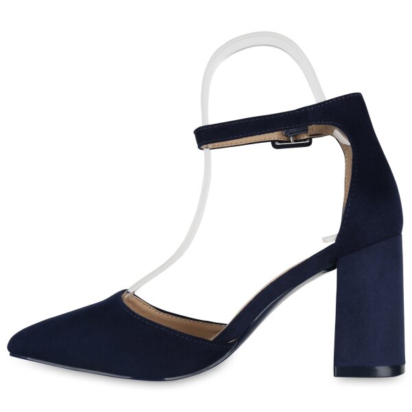 Stiefelparadies Damen Spitze Pumps in Dunkelblau