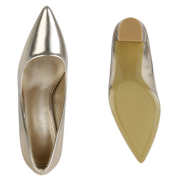Stiefelparadies Damen Spitze Pumps In Gold