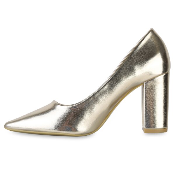 Stiefelparadies Damen Spitze Pumps in Gold