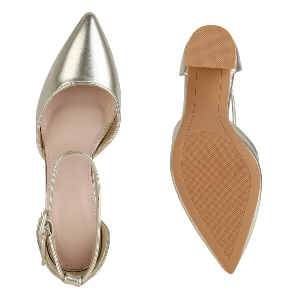 Stiefelparadies Damen Spitze Pumps In Gold