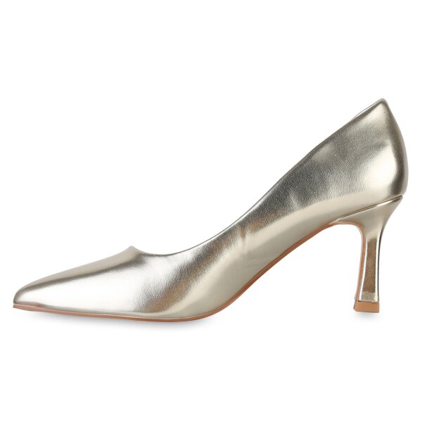 Stiefelparadies Damen Spitze Pumps in Gold