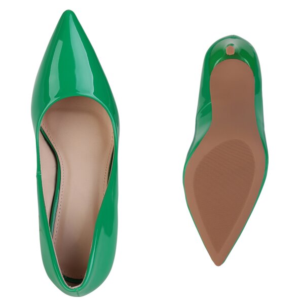 Stiefelparadies Damen Spitze Pumps In Grün Lack