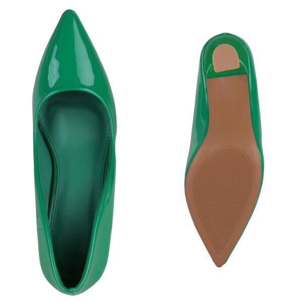 Stiefelparadies Damen Spitze Pumps In Grün Lack